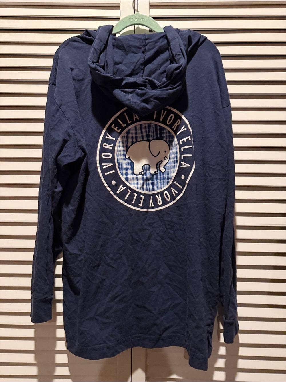ivory ella Navy Hoodie with Elephant Logo